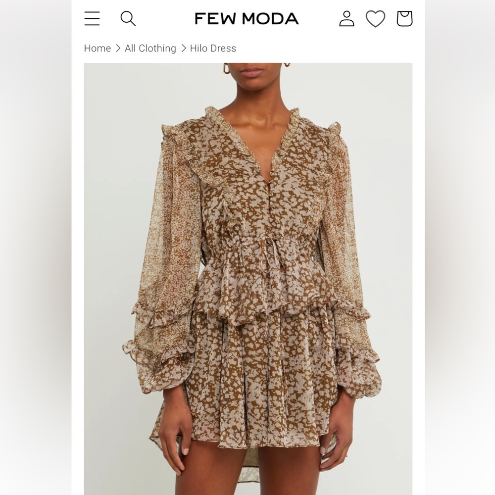 Brown Patterned Women's Dress OPT